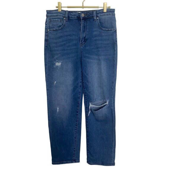 Risen Jeans Womens Size 11/30 (30x28) Distressed Blue Denim High Waist Relaxed F - Picture 1 of 15